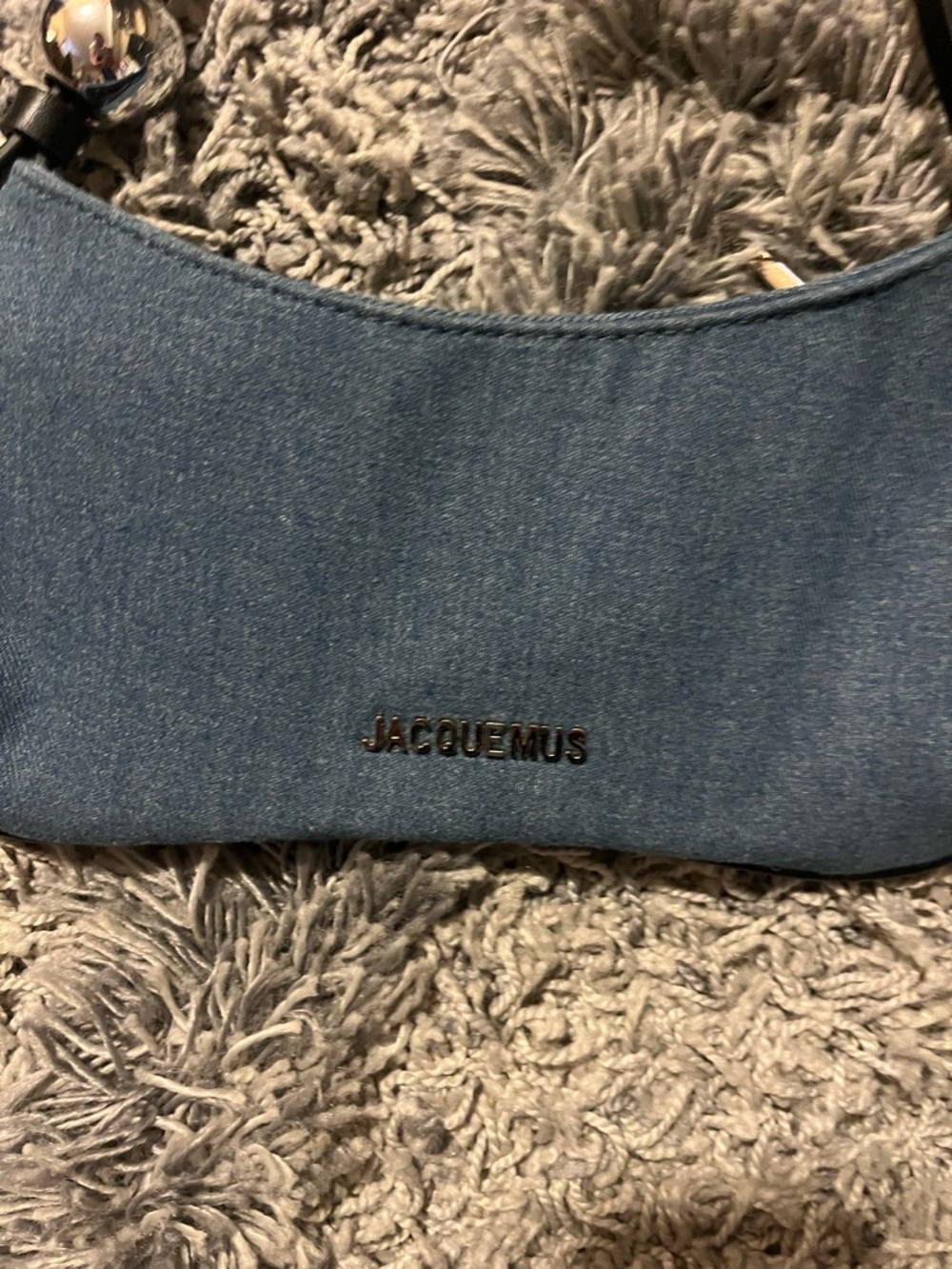Jacquemus Denim Crescent Shoulder Bag with Black Strap - Picture 2 of 10